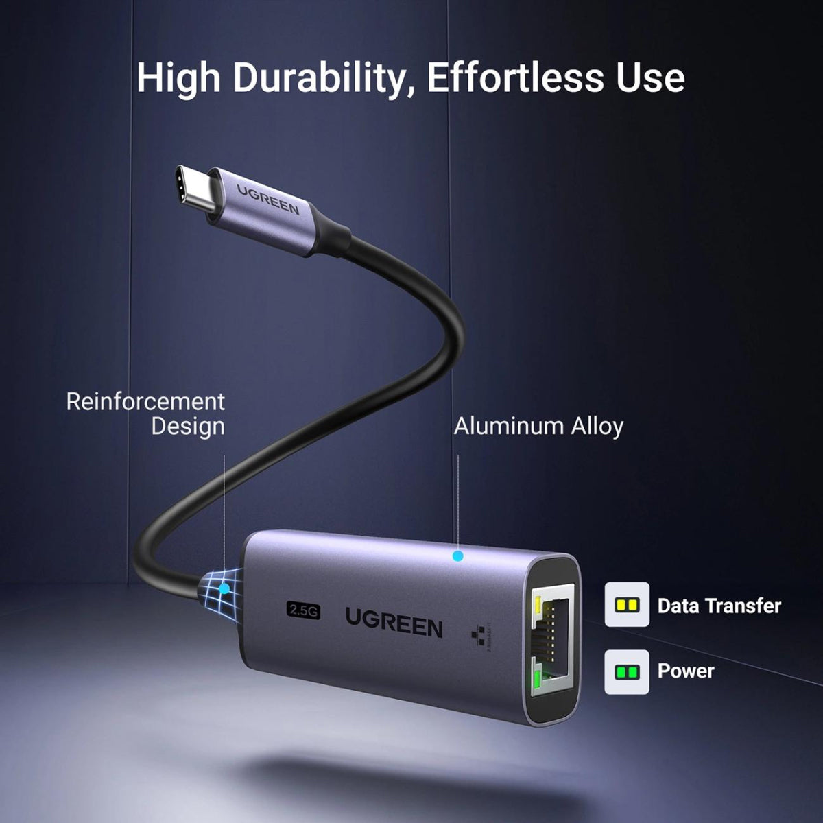 Karta Sieciowa UGREEN CM648, RJ45, USB, Szara