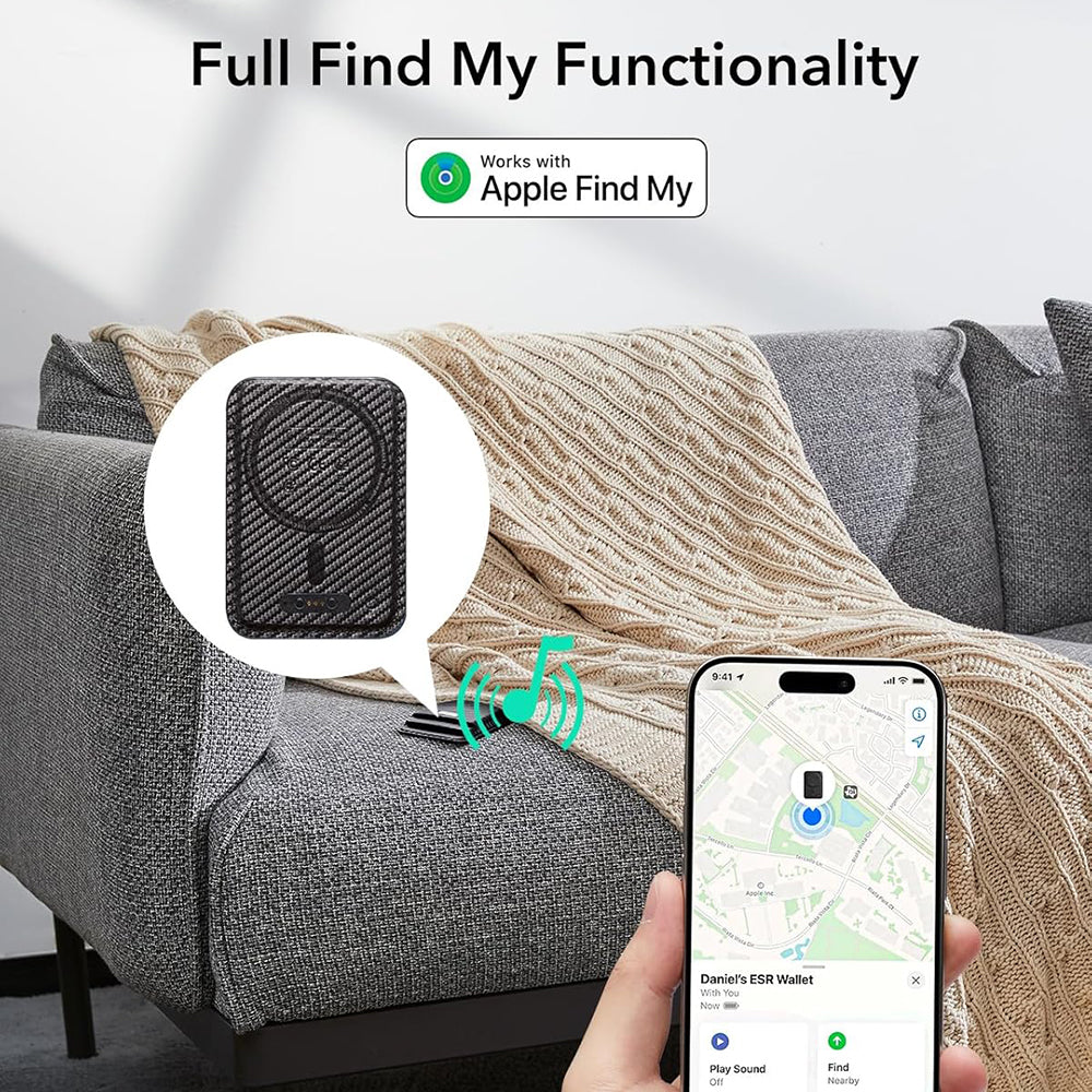 Portfel Magsafe, ESR, Classic Geo Carbon, Czarny