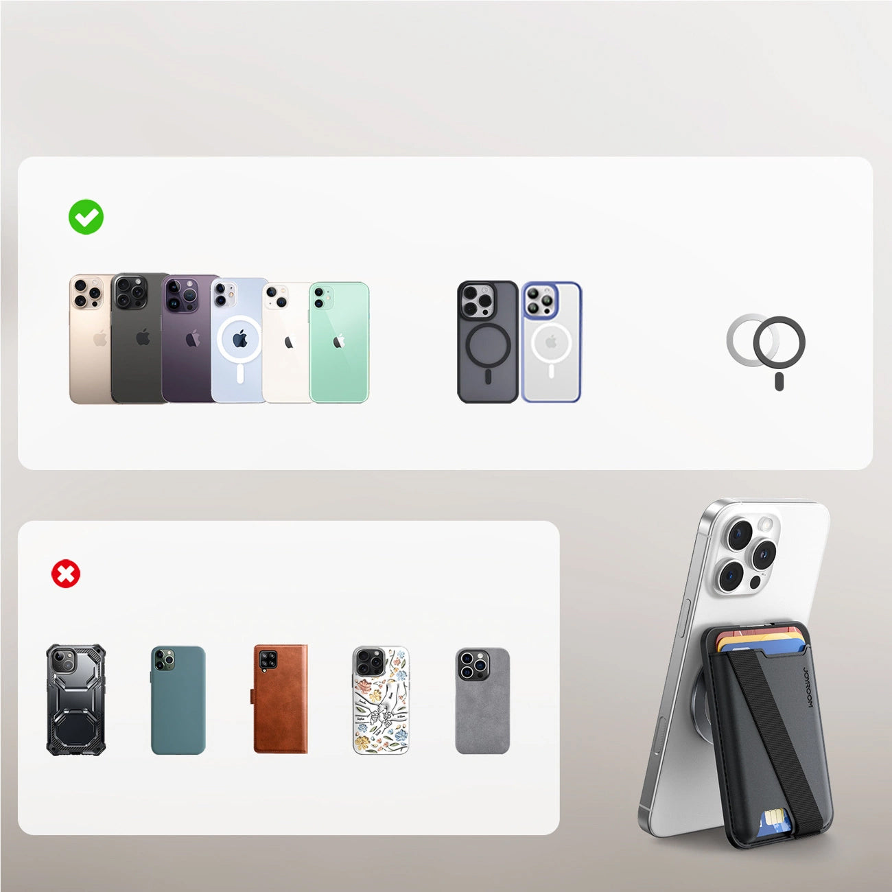 Portfel MagSafe, Joyroom, JR-ZS432, Czarny