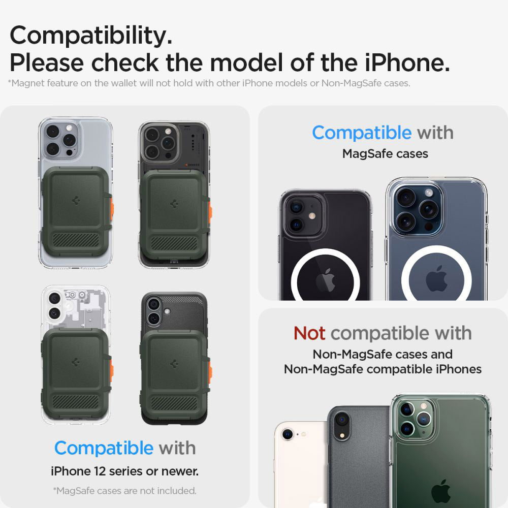 Portfel Magsafe, Spigen, Lock Fit, Zielony