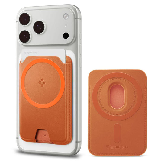 Portfel MagSafe, Spigen, Valentinus MagFit+, Pomarańczowy AFA11340