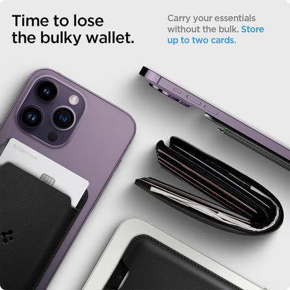 Portfel MagSafe, Spigen, Valentinus MagFit 2 Karty, Czarny AMP02284