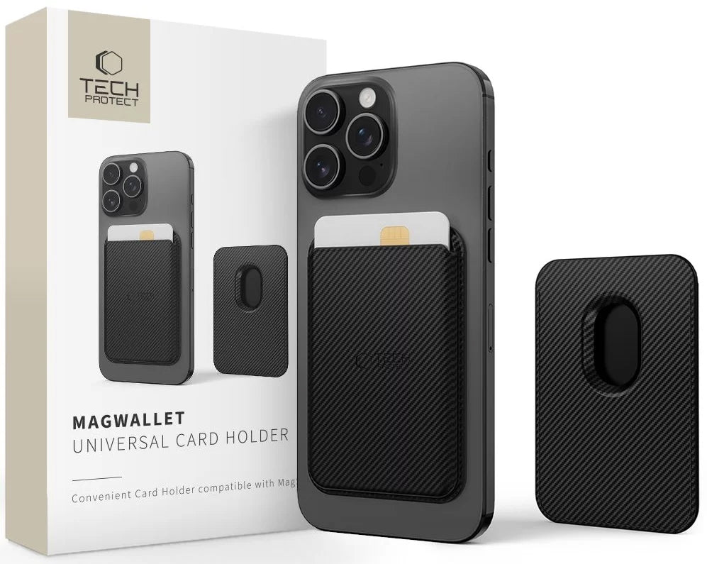 Portfel MagSafe, Tech-Protect, Magwallet Carbon, Czarny