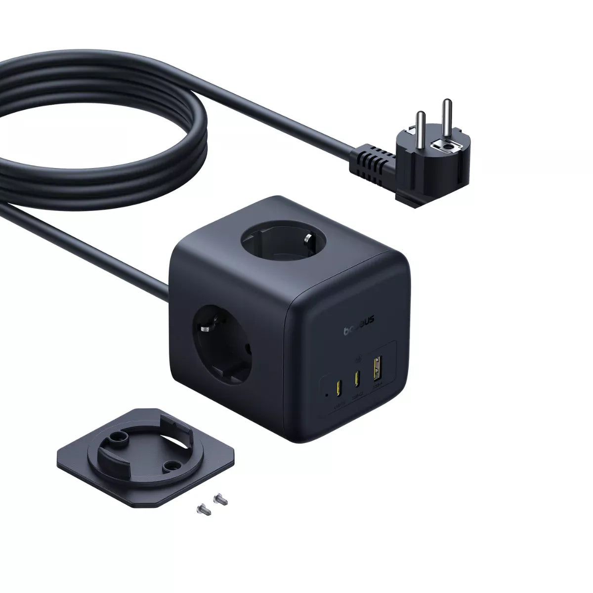 Przedłużacz Baseus EnerFill FA11, 67W, 3.35A, 1 x USB-A - 2 x USB-C - 3 x Schuko, Czarny E00082100123-00