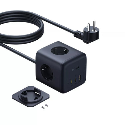Przedłużacz Baseus EnerFill FA11, 67W, 3.35A, 1 x USB-A - 2 x USB-C - 3 x Schuko, Czarny E00082100123-00