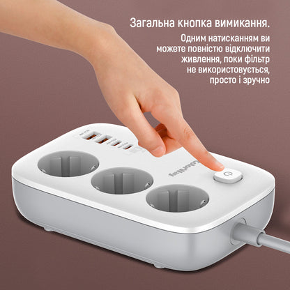 Przedłużacz ColorWay, 3 x Schuko, Biały