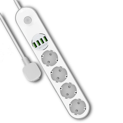 Przedłużacz ColorWay, 4 x Schuko - 4 x USB-A, biały