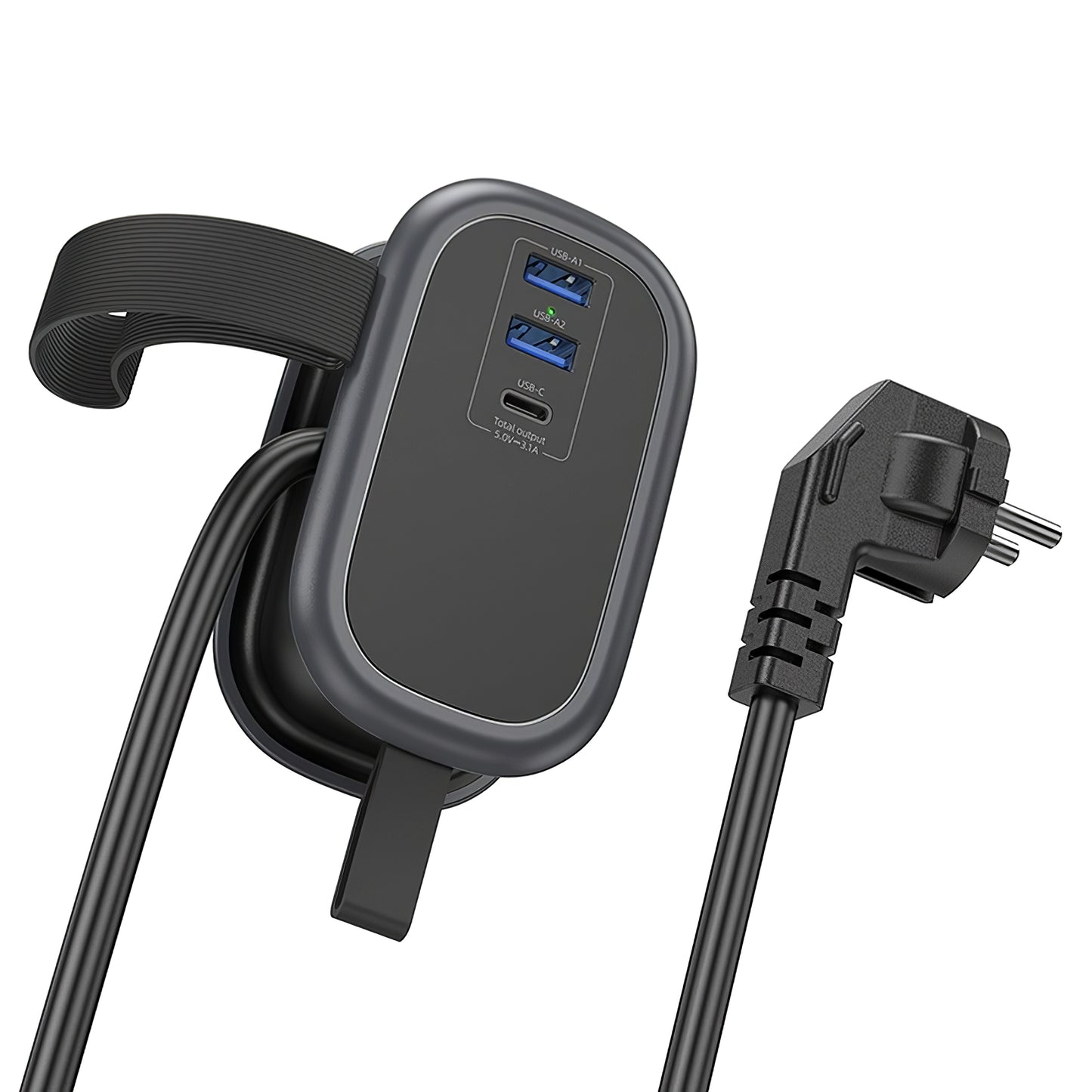 Ładowarka sieciowa HOCO NS6, 2 x USB-A - 1 x USB-C - 1 x Schuko, czarna