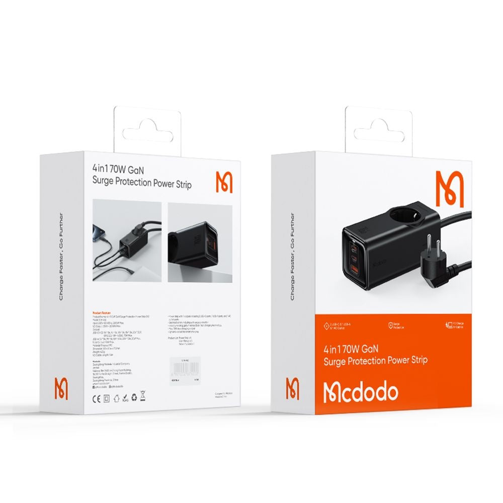 Przedłużacz McDodo CH-4620, 1 x Schuko, Czarny