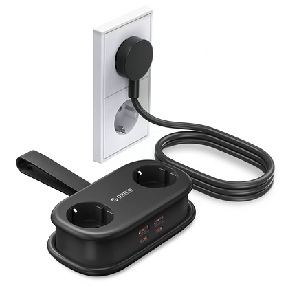 Orico AP3 Extension Cord, 2 x Schuko - 2 x USB-A - 2 x USB-C, Black