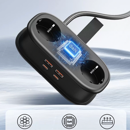 Orico AP3 Extension Cord, 2 x Schuko - 2 x USB-A - 2 x USB-C, Black