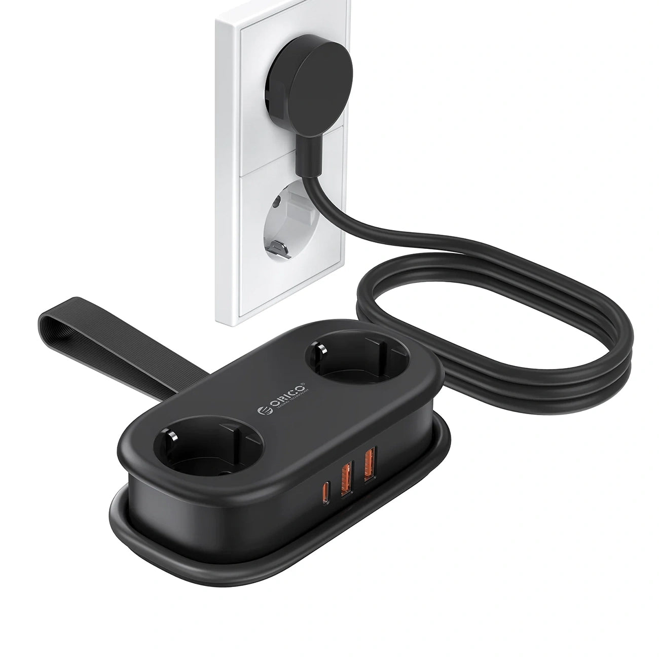 Przedłużacz Orico APP, 2 x Schuko - 2 x USB-A - 1 x USB-C, Czarny