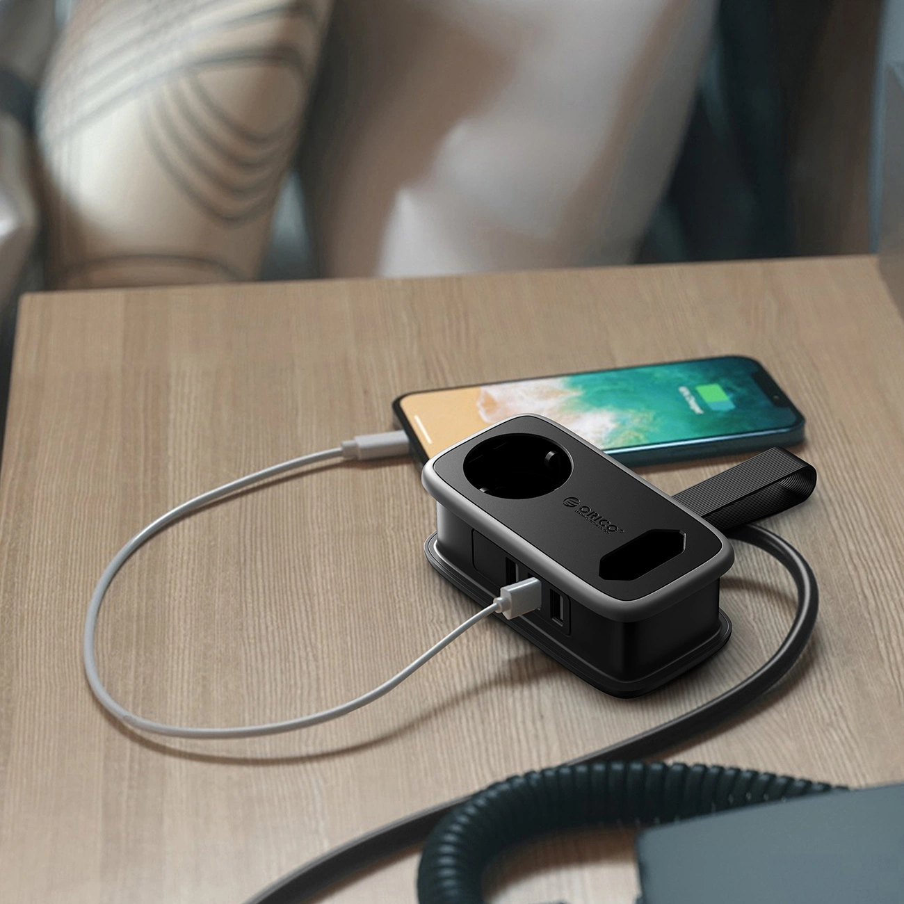Przedłużacz Orico APP, 2 x Schuko - 2 x USB-A - 1 x USB-C, Czarny Szary