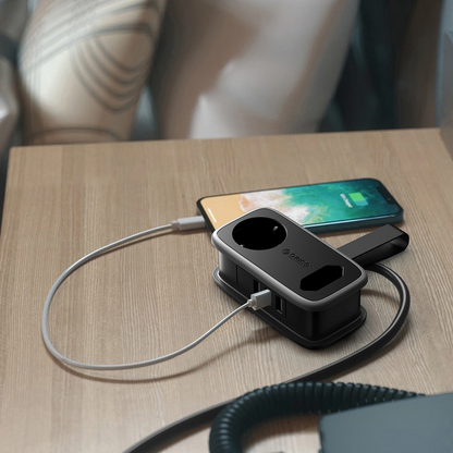 Przedłużacz Orico APP, 2 x Schuko - 2 x USB-A - 1 x USB-C, Czarny Szary