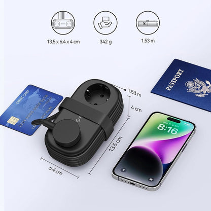 Przedłużacz Orico APP, 2 x Schuko - 2 x USB-A - 1 x USB-C, Czarny