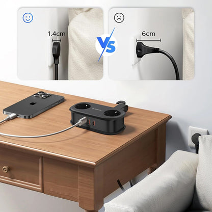 Przedłużacz Orico APP, 2 x Schuko - 2 x USB-A - 1 x USB-C, Czarny