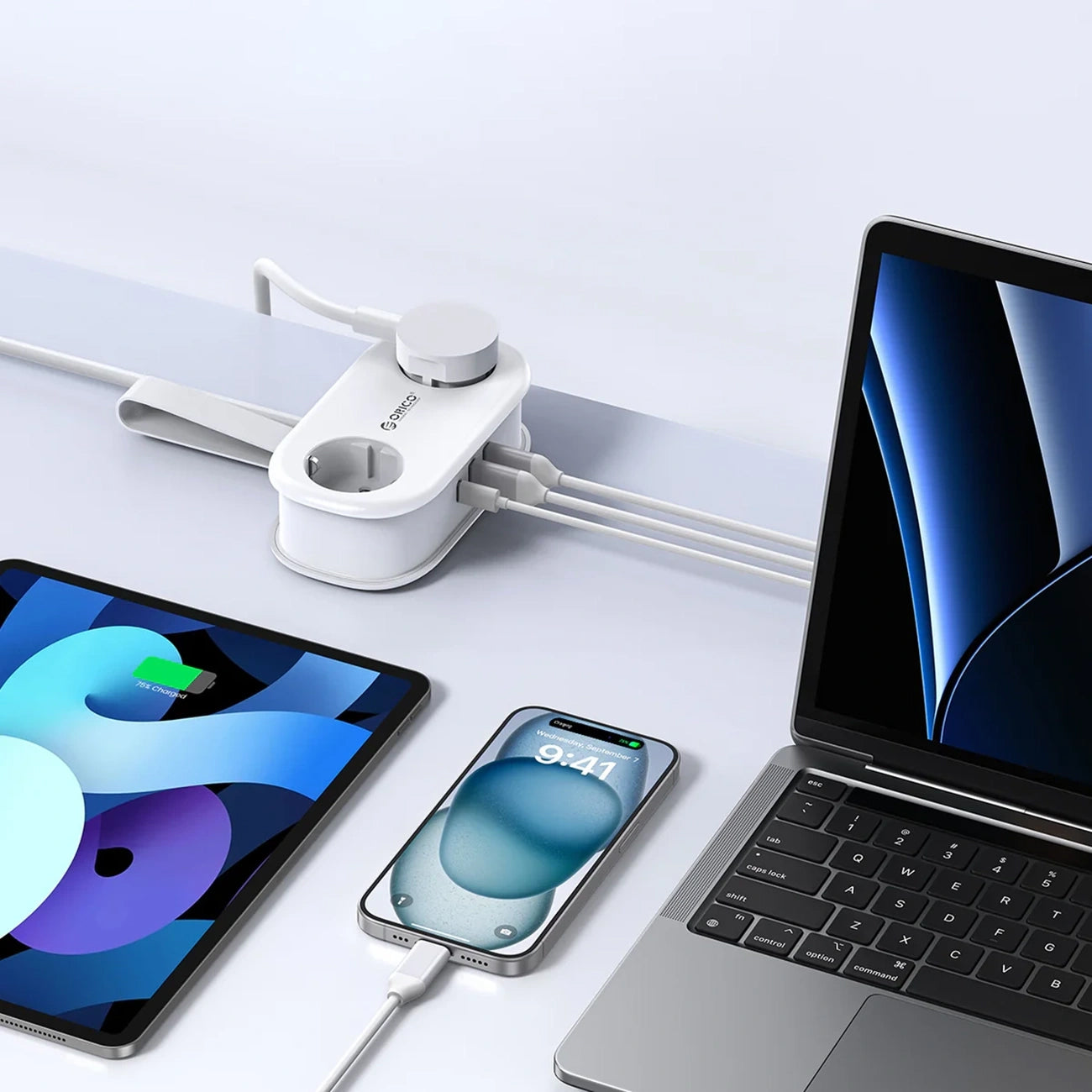 Przedłużacz Orico APP, 2 x Schuko - 2 x USB-A - 1 x USB-C, Biały