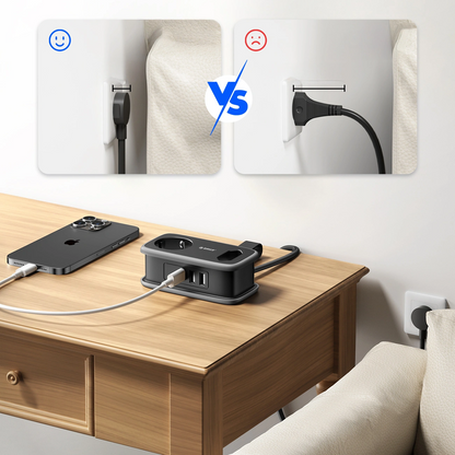 Przedłużacz Orico APP, 2 x Schuko - 2 x USB-A - 1 x USB-C, Czarny Szary