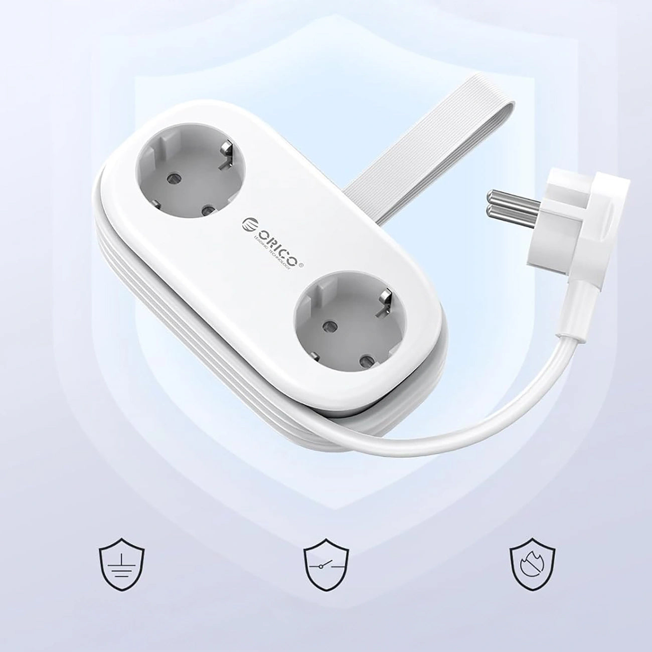 Przedłużacz Orico APP, 2 x Schuko - 2 x USB-A - 1 x USB-C, Biały