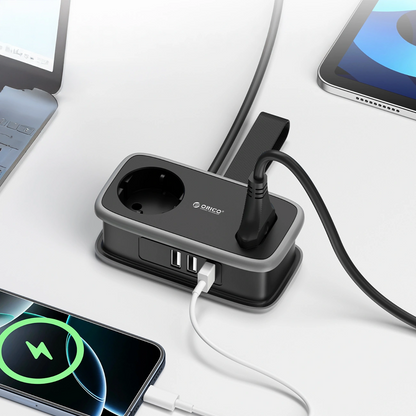Przedłużacz Orico APP, 2 x Schuko - 2 x USB-A - 1 x USB-C, Czarny Szary