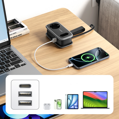 Przedłużacz Orico APP, 2 x Schuko - 2 x USB-A - 1 x USB-C, Czarny Szary