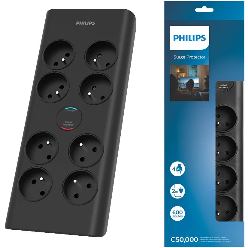 Przedłużacz Philips, 8 x Schuko, czarny PHIL-SPN7080BA/60 