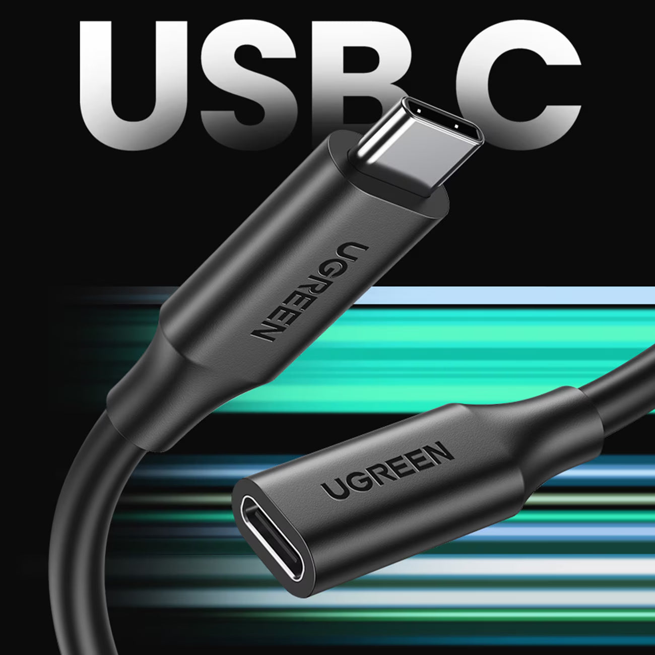 Przedłużacz USB-C UGREEN US353, 1m, Czarny
