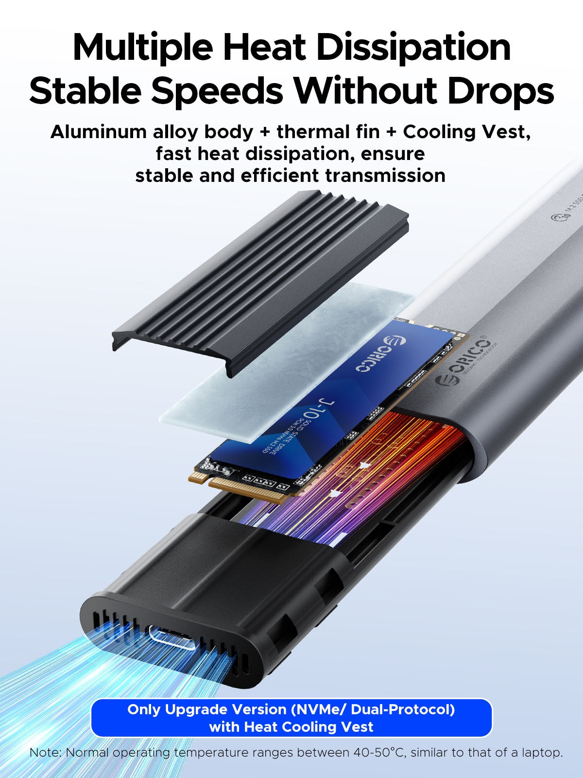 Obudowa Orico AXM2-G2 na dysk SSD M.2 NVMe, szara
