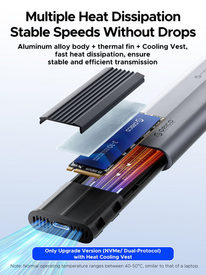 Obudowa Orico AXM2-G2 na dysk SSD M.2 NVMe, szara