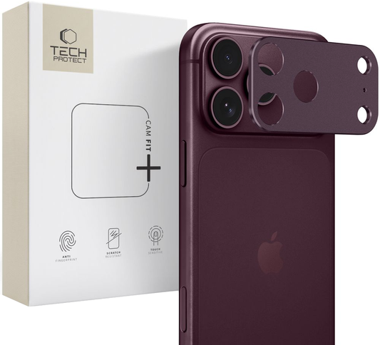 Tech-Protect Camalloy Fit+ Rear Camera Protection Frame for Apple iPhone 18 Pro, Aluminum, Burgundy