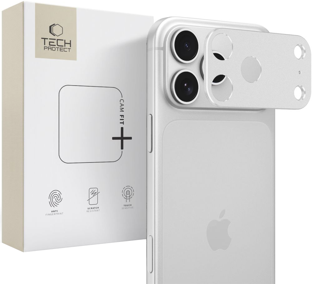 Ramka ochronna aparatu tylnego Tech-Protect Camalloy Fit+ do Apple iPhone 18 Pro Max, aluminiowa, srebrna
