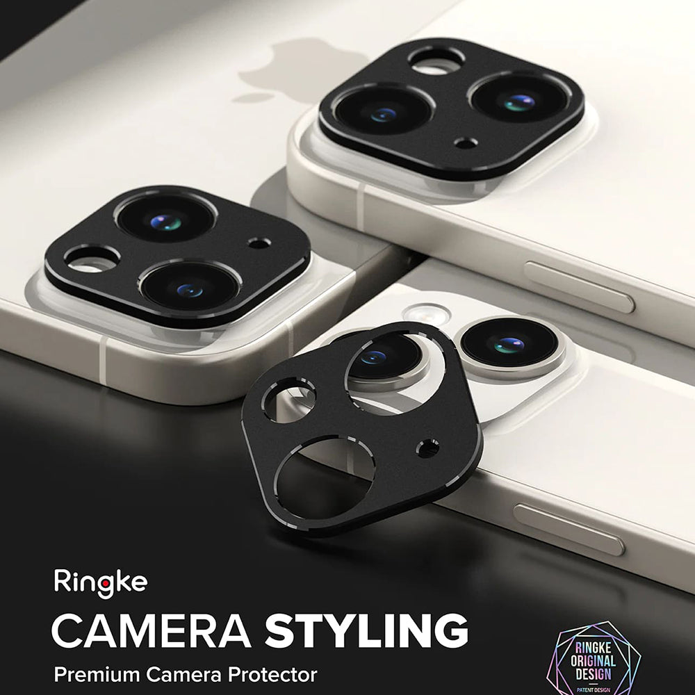 Ringke Styling Rear Camera Protection Frame for Apple iPhone 15 Plus / 15, Aluminum, Black