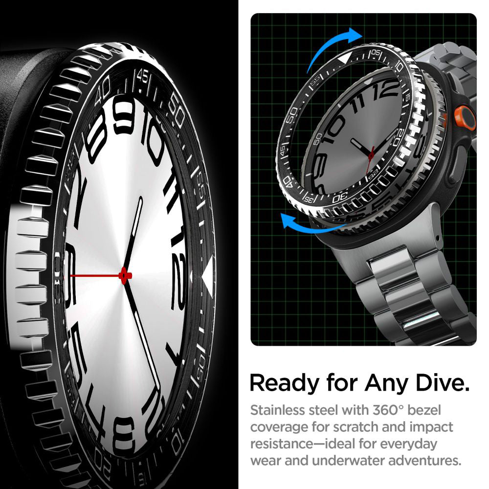 Ramka ochronna Spigen Tune Pro Diver dla Samsung Galaxy Watch8 Classic, Czarna