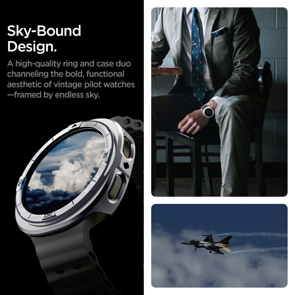 Ramka Ochronna Spigen Tune Pro Pilot dla Samsung Galaxy Watch8 44mm, Srebrna