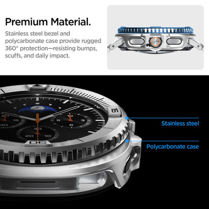 Ramka Ochronna Spigen Tune Pro Pilot dla Samsung Galaxy Watch8 Classic, Srebrna
