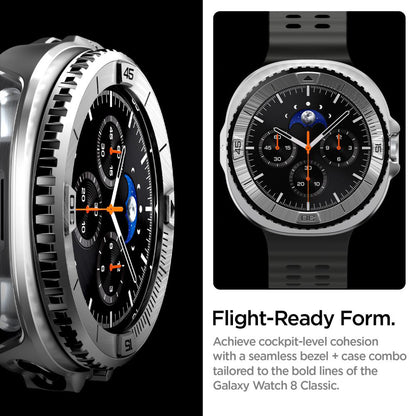 Ramka Ochronna Spigen Tune Pro Pilot dla Samsung Galaxy Watch8 Classic, Srebrna