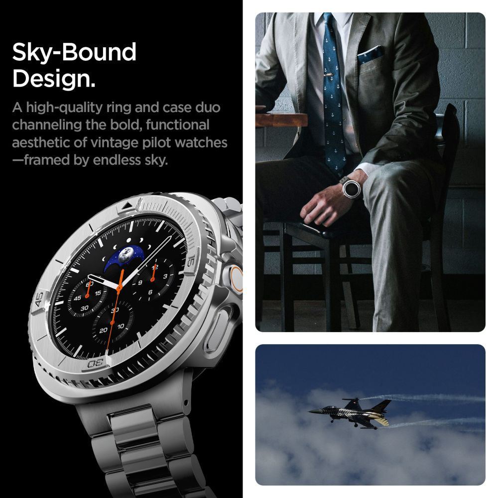 Ramka Ochronna Spigen Tune Pro Pilot dla Samsung Galaxy Watch8 Classic, Srebrna