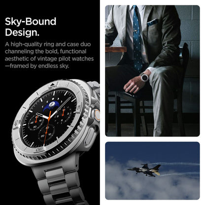 Ramka Ochronna Spigen Tune Pro Pilot dla Samsung Galaxy Watch8 Classic, Srebrna