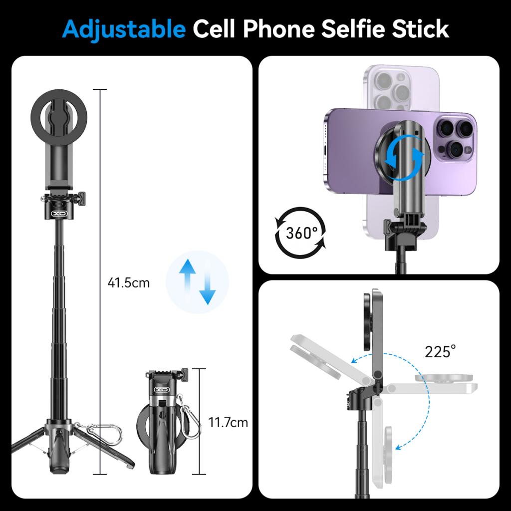 Selfie Stick Bluetooth XO Design SS22, Uniwersalny, Czarny