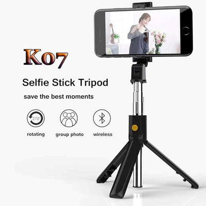Selfie Stick Bluetooth Techsuit K07, Uniwersalny, Czarny
