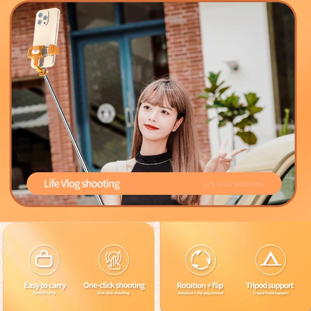 Selfie Stick Bluetooth Techsuit KT01, Universal, Orange