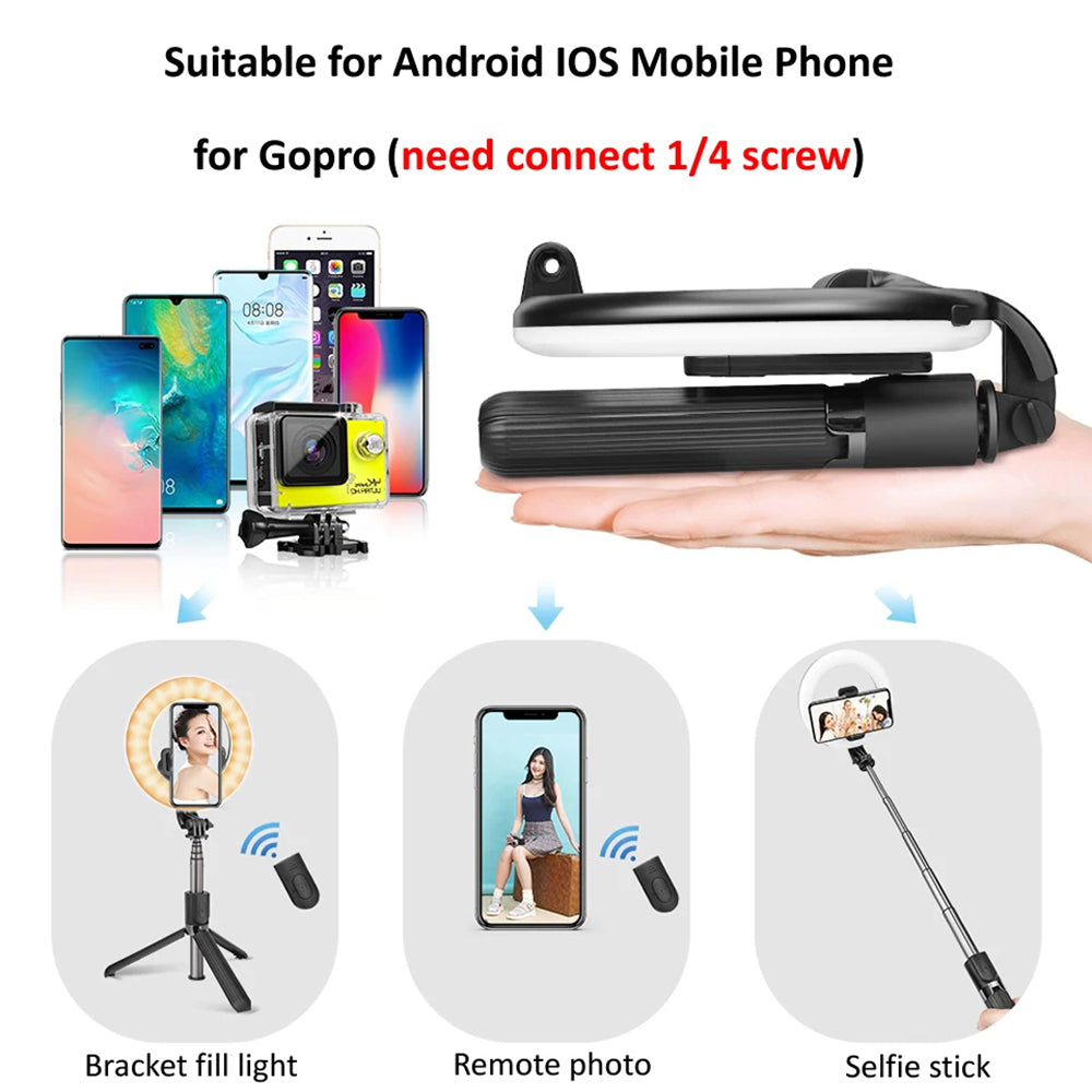 Selfie Stick Bluetooth Techsuit L07, Uniwersalny, Czarny