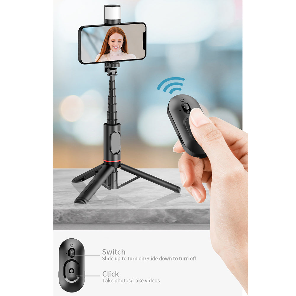 Selfie Stick Bluetooth Techsuit Q12S, Uniwersalny, Czarny