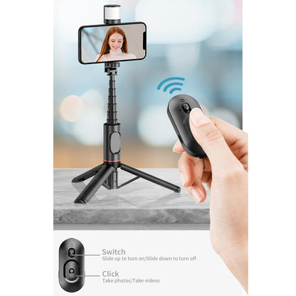 Selfie Stick Bluetooth Techsuit Q12S, Uniwersalny, Czarny
