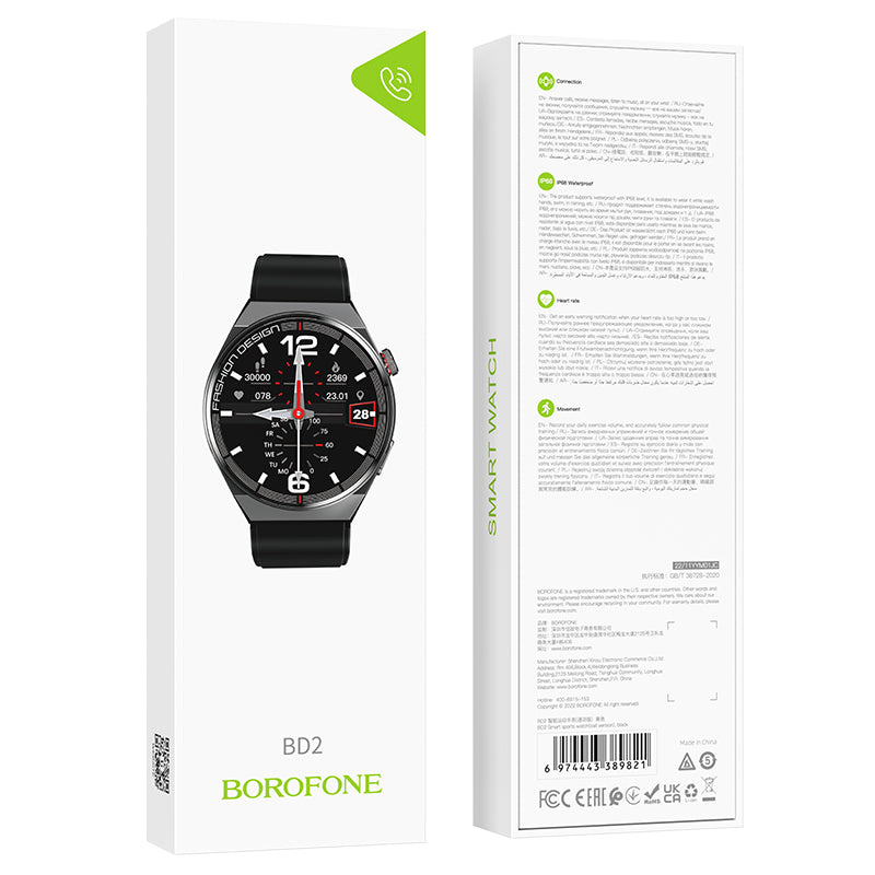 Borofone BD2 smartwatch, czarny 