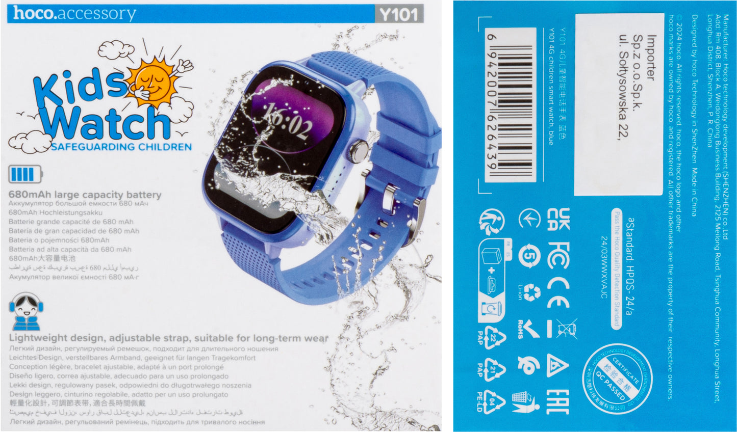 Smartwatch HOCO Y101 Kids Call, Niebieski