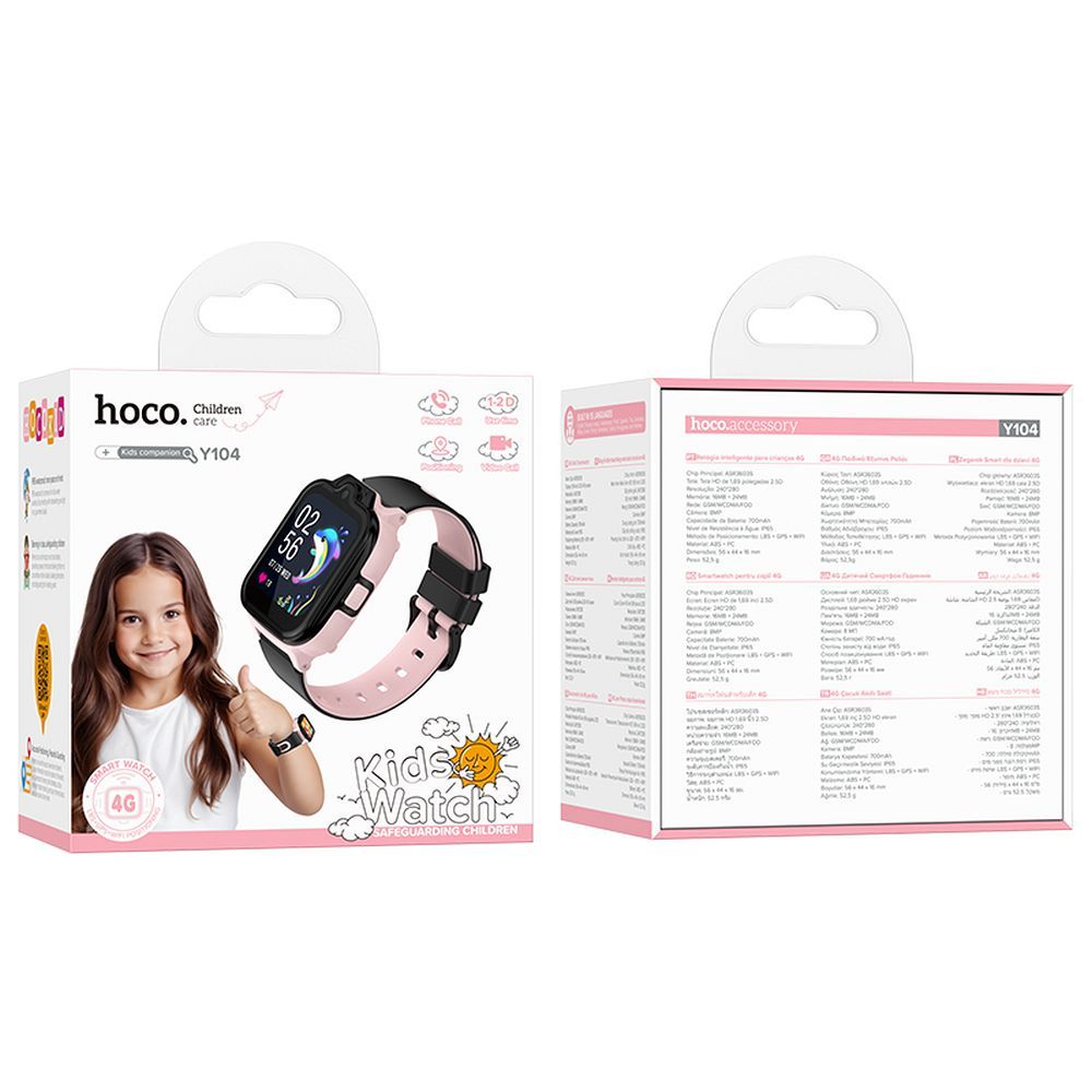 Smartwatch HOCO Y104 Kids Call, Różowy