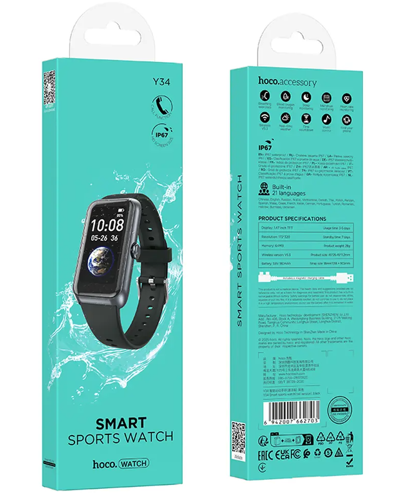 Smartwatch HOCO Y34 Call, Czarny