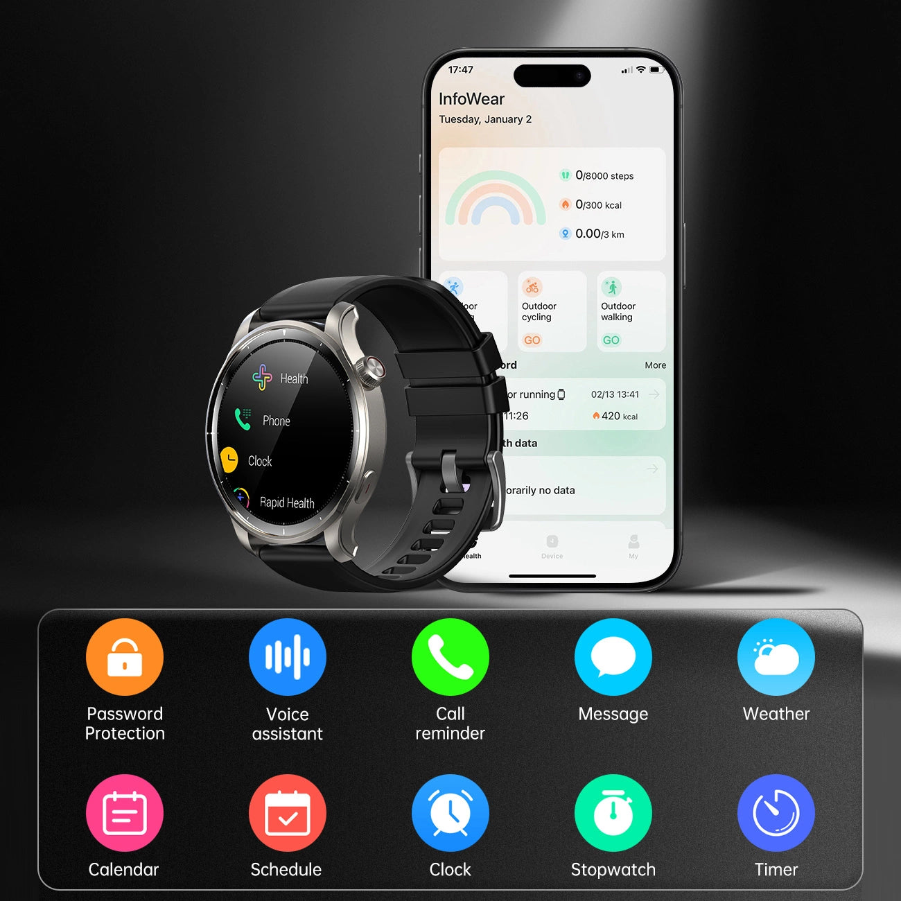 Smartwatch Joyroom JR-FV1, Szary