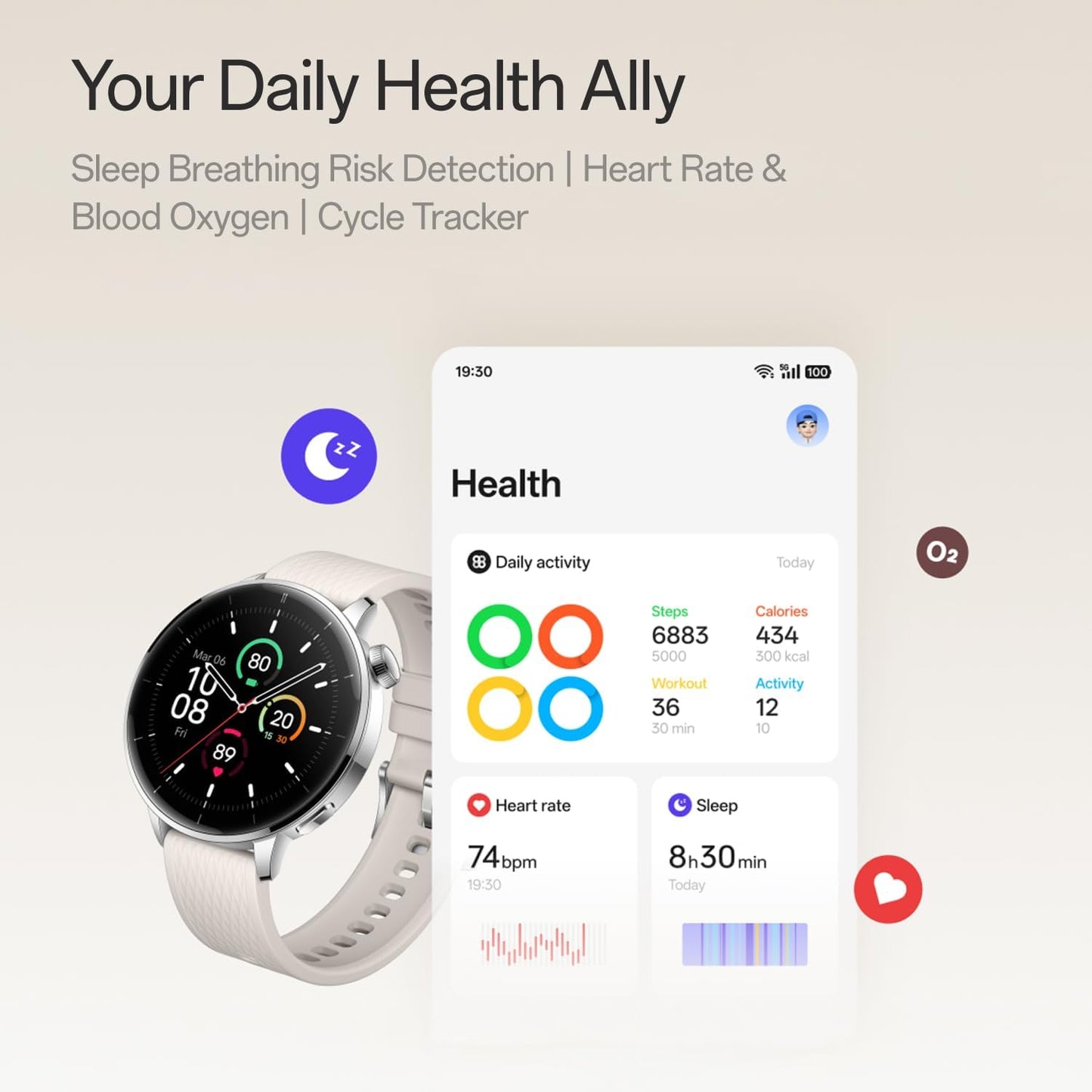 Smartwatch OnePlus Watch 3, 43mm, Srebrny 5491100422